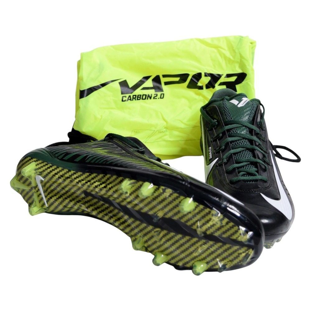 Nike Vapor Carbon Elite 2014 TD Cleats Black Green 657441-022 Mens Sz 15 w/ Bag